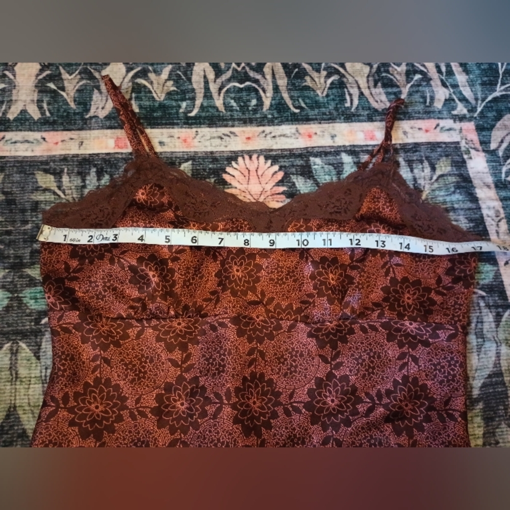 Self Esteem Y2K Fairy Lace Trim Babydoll Tank Top Large Romantic Coquette Maroon - Picture 8 of 10